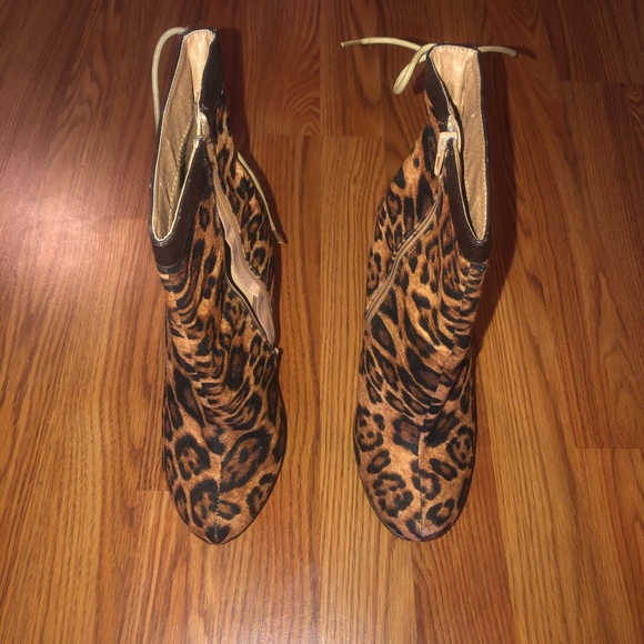 Platform Leopard Print Ankle Boots - Picture 3 of 4